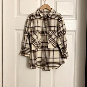 Zara Kids Plaid Shirt - Cream and Brown